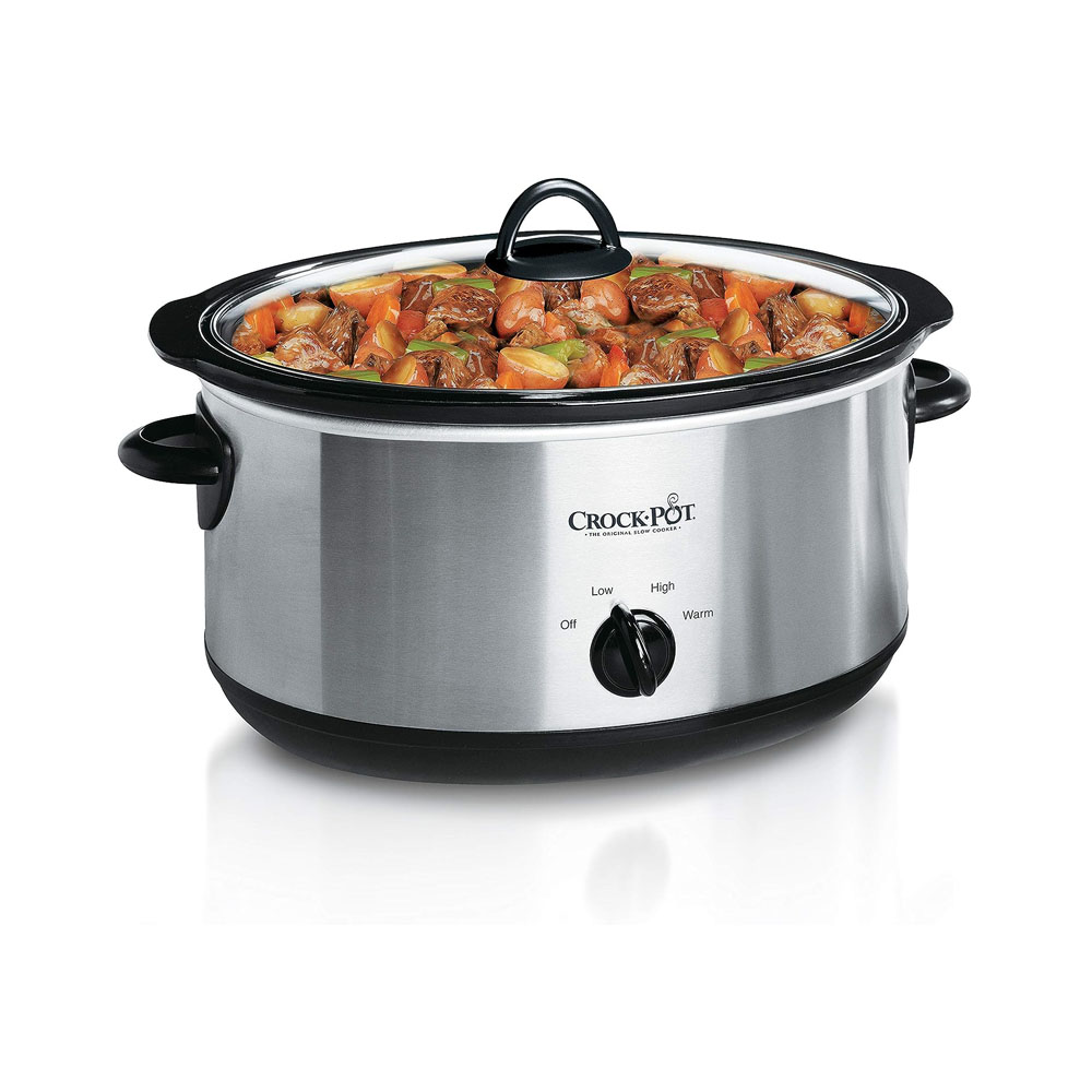 cr.jpg Crock-Pot 7 Quart Oval Manual Slow Cooker, Stainless Steel - Image 1